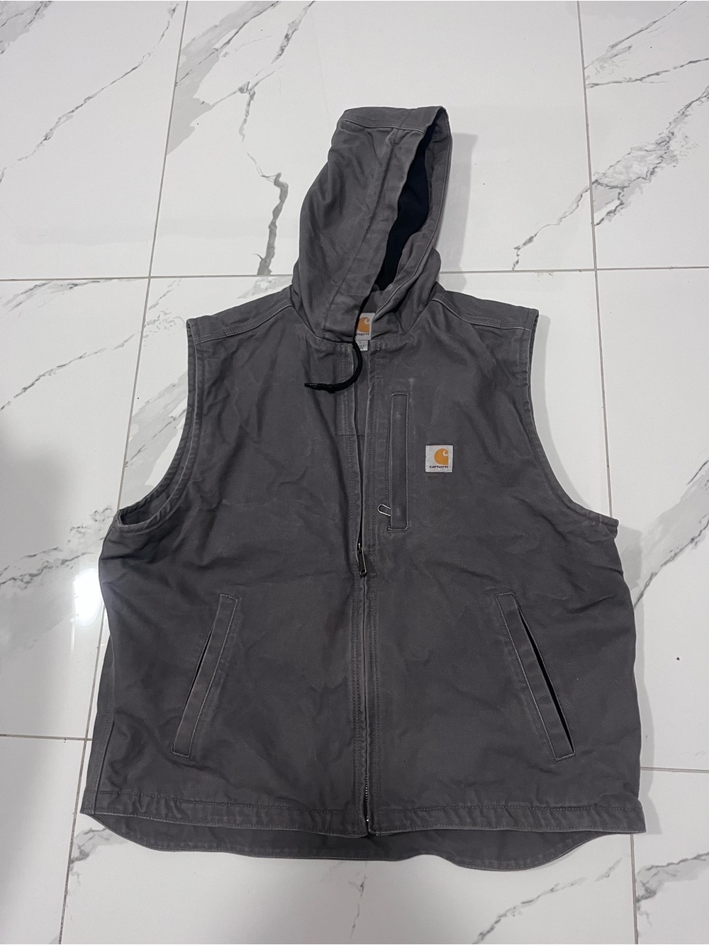 Carhartt Mens L Hooded Work Vest - Grey